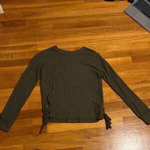 SO Dark Green Long Sleeve Top with Side Ties